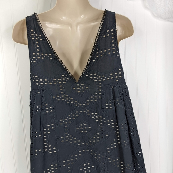 ANTHROPOLOGIE Maeve Black Eyelet Lace Swing Dress Sz S - Picture 11 of 16